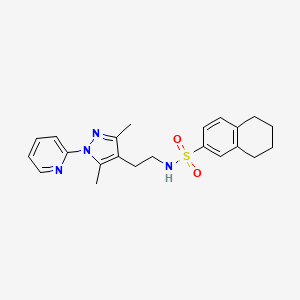 molecular formula C22H26N4O2S B2841457 N-(2-(3,5-dimethyl-1-(pyridin-2-yl)-1H-pyrazol-4-yl)ethyl)-5,6,7,8-tetrahydronaphthalene-2-sulfonamide CAS No. 2034537-74-9