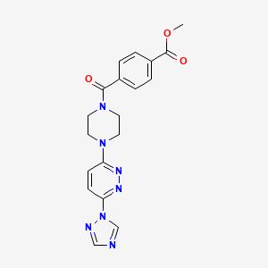 molecular formula C19H19N7O3 B2841533 methyl 4-(4-(6-(1H-1,2,4-triazol-1-yl)pyridazin-3-yl)piperazine-1-carbonyl)benzoate CAS No. 2034261-44-2