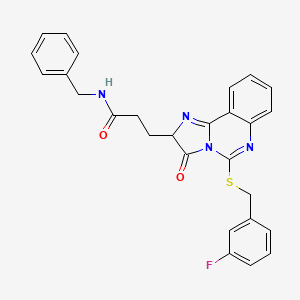 molecular formula C27H23FN4O2S B2841536 N-benzyl-3-(5-{[(3-fluorophenyl)methyl]sulfanyl}-3-oxo-2H,3H-imidazo[1,2-c]quinazolin-2-yl)propanamide CAS No. 1028072-13-0