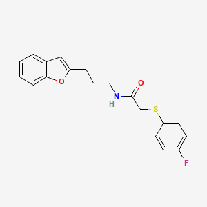 molecular formula C19H18FNO2S B2841552 N-(3-(benzofuran-2-yl)propyl)-2-((4-fluorophenyl)thio)acetamide CAS No. 2034415-52-4