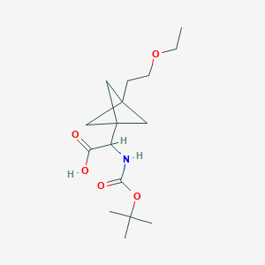 molecular formula C16H27NO5 B2841555 2-[3-(2-Ethoxyethyl)-1-bicyclo[1.1.1]pentanyl]-2-[(2-methylpropan-2-yl)oxycarbonylamino]acetic acid CAS No. 2287266-18-4