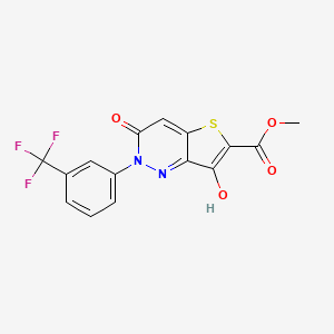 molecular formula C15H9F3N2O4S B2841563 Methyl 7-hydroxy-3-oxo-2-[3-(trifluoromethyl)phenyl]-2,3-dihydrothieno[3,2-c]pyridazine-6-carboxylate CAS No. 338396-01-3