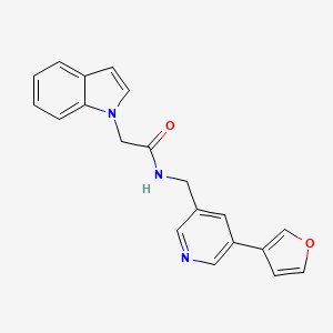 molecular formula C20H17N3O2 B2841564 N-((5-(furan-3-yl)pyridin-3-yl)methyl)-2-(1H-indol-1-yl)acetamide CAS No. 2034314-00-4