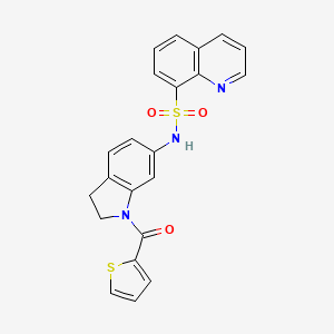 molecular formula C22H17N3O3S2 B2841565 N-(1-(thiophene-2-carbonyl)indolin-6-yl)quinoline-8-sulfonamide CAS No. 1209588-33-9