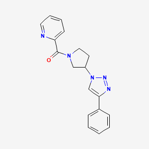 molecular formula C18H17N5O B2841583 (3-(4-phenyl-1H-1,2,3-triazol-1-yl)pyrrolidin-1-yl)(pyridin-2-yl)methanone CAS No. 2034290-30-5
