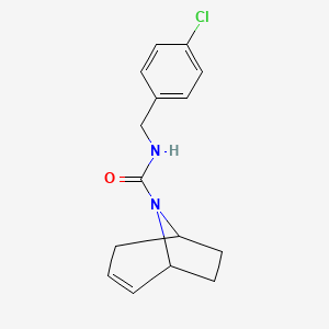 molecular formula C15H17ClN2O B2841610 N-[(4-Chlorophenyl)methyl]-8-azabicyclo[3.2.1]oct-2-ene-8-carboxamide CAS No. 1797286-75-9