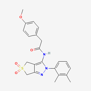 molecular formula C22H23N3O4S B2841630 N-[2-(2,3-dimethylphenyl)-5,5-dioxido-2,6-dihydro-4H-thieno[3,4-c]pyrazol-3-yl]-2-(4-methoxyphenyl)acetamide 