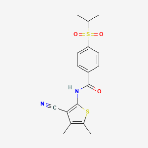 molecular formula C17H18N2O3S2 B2841631 N-(3-cyano-4,5-dimethylthiophen-2-yl)-4-(isopropylsulfonyl)benzamide CAS No. 941868-69-5