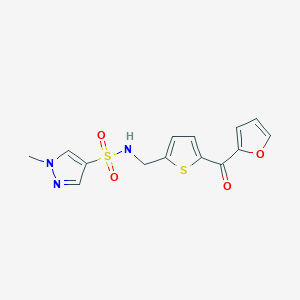B2841639 N-((5-(furan-2-carbonyl)thiophen-2-yl)methyl)-1-methyl-1H-pyrazole-4-sulfonamide CAS No. 1797190-95-4