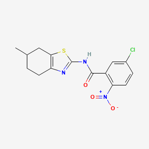 molecular formula C15H14ClN3O3S B2841690 5-chloro-N-(6-methyl-4,5,6,7-tetrahydro-1,3-benzothiazol-2-yl)-2-nitrobenzamide CAS No. 329903-26-6