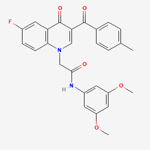 molecular formula C27H23FN2O5 B2841806 N-(3,5-dimethoxyphenyl)-2-[6-fluoro-3-(4-methylbenzoyl)-4-oxo-1,4-dihydroquinolin-1-yl]acetamide CAS No. 872198-73-7