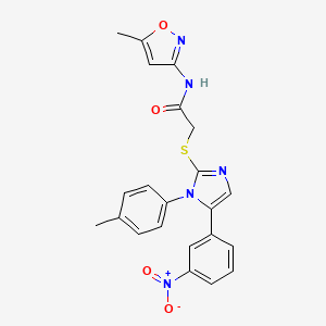 molecular formula C22H19N5O4S B2841818 N-(5-methyl-1,2-oxazol-3-yl)-2-{[1-(4-methylphenyl)-5-(3-nitrophenyl)-1H-imidazol-2-yl]sulfanyl}acetamide CAS No. 1234878-26-2