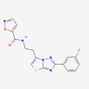 molecular formula C16H12FN5O2S B2841821 N-(2-(2-(3-fluorophenyl)thiazolo[3,2-b][1,2,4]triazol-6-yl)ethyl)isoxazole-5-carboxamide CAS No. 1211258-17-1