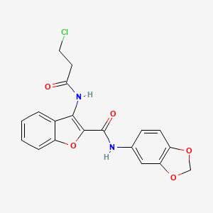 molecular formula C19H15ClN2O5 B2841849 N-(2H-1,3-benzodioxol-5-yl)-3-(3-chloropropanamido)-1-benzofuran-2-carboxamide CAS No. 888458-63-7