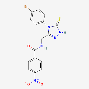 molecular formula C16H12BrN5O3S B2841852 N-{[4-(4-bromophenyl)-5-sulfanylidene-4,5-dihydro-1H-1,2,4-triazol-3-yl]methyl}-4-nitrobenzamide CAS No. 391886-53-6