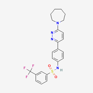 molecular formula C23H23F3N4O2S B2841856 N-{4-[6-(azepan-1-yl)pyridazin-3-yl]phenyl}-3-(trifluoromethyl)benzene-1-sulfonamide CAS No. 946317-60-8