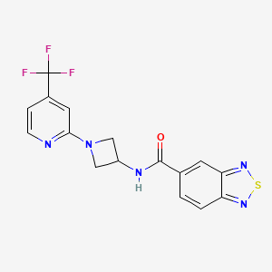 molecular formula C16H12F3N5OS B2841920 N-{1-[4-(trifluoromethyl)pyridin-2-yl]azetidin-3-yl}-2,1,3-benzothiadiazole-5-carboxamide CAS No. 2415623-27-5