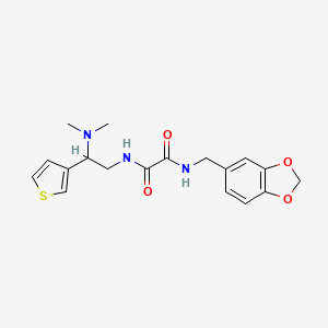 molecular formula C18H21N3O4S B2842062 N1-(benzo[d][1,3]dioxol-5-ylmethyl)-N2-(2-(dimethylamino)-2-(thiophen-3-yl)ethyl)oxalamide CAS No. 946375-05-9