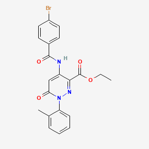 molecular formula C21H18BrN3O4 B2842098 ethyl 4-(4-bromobenzamido)-1-(2-methylphenyl)-6-oxo-1,6-dihydropyridazine-3-carboxylate CAS No. 941885-71-8