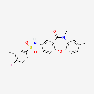 molecular formula C22H19FN2O4S B2842132 N-(8,10-dimethyl-11-oxo-10,11-dihydrodibenzo[b,f][1,4]oxazepin-2-yl)-4-fluoro-3-methylbenzenesulfonamide CAS No. 922036-68-8