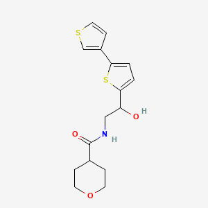 molecular formula C16H19NO3S2 B2842133 N-(2-{[2,3'-bithiophene]-5-yl}-2-hydroxyethyl)oxane-4-carboxamide CAS No. 2194908-48-8