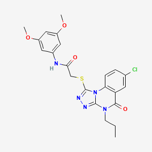 molecular formula C22H22ClN5O4S B2842166 2-((7-chloro-5-oxo-4-propyl-4,5-dihydro-[1,2,4]triazolo[4,3-a]quinazolin-1-yl)thio)-N-(3,5-dimethoxyphenyl)acetamide CAS No. 1111176-11-4