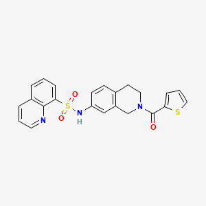 molecular formula C23H19N3O3S2 B2842181 N-(2-(thiophene-2-carbonyl)-1,2,3,4-tetrahydroisoquinolin-7-yl)quinoline-8-sulfonamide CAS No. 1208947-42-5