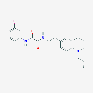 molecular formula C22H26FN3O2 B2842186 N'-(3-fluorophenyl)-N-[2-(1-propyl-1,2,3,4-tetrahydroquinolin-6-yl)ethyl]ethanediamide CAS No. 955529-23-4