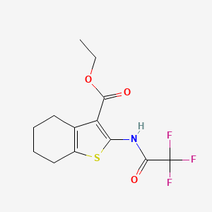 molecular formula C13H14F3NO3S B2842189 Ethyl 2-[(trifluoroacetyl)amino]-4,5,6,7-tetrahydro-1-benzothiophene-3-carboxylate CAS No. 171734-43-3