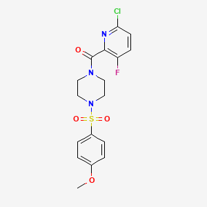 molecular formula C17H17ClFN3O4S B2842190 1-(6-Chloro-3-fluoropyridine-2-carbonyl)-4-(4-methoxybenzenesulfonyl)piperazine CAS No. 1444695-32-2