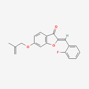 molecular formula C19H15FO3 B2842198 (Z)-2-(2-fluorobenzylidene)-6-((2-methylallyl)oxy)benzofuran-3(2H)-one CAS No. 623117-41-9