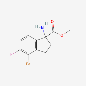 molecular formula C11H11BrFNO2 B2842199 Methyl 1-amino-4-bromo-5-fluoro-2,3-dihydroindene-1-carboxylate CAS No. 2169406-86-2
