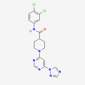 molecular formula C18H17Cl2N7O B2842205 1-(6-(1H-1,2,4-triazol-1-yl)pyrimidin-4-yl)-N-(3,4-dichlorophenyl)piperidine-4-carboxamide CAS No. 1797282-57-5