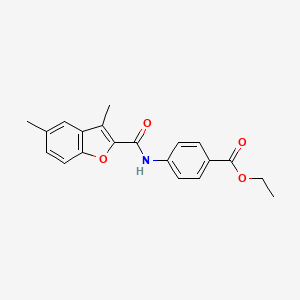molecular formula C20H19NO4 B2842210 Ethyl 4-(3,5-dimethylbenzofuran-2-carboxamido)benzoate CAS No. 620587-56-6