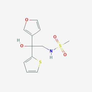 molecular formula C11H13NO4S2 B2842216 N-(2-(furan-3-yl)-2-hydroxy-2-(thiophen-2-yl)ethyl)methanesulfonamide CAS No. 2034239-32-0