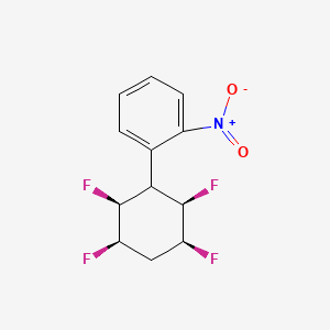 molecular formula C12H11F4NO2 B2842265 Benzene, 4-nitro-3-[(2S,3R,5S,6R)-2,3,5,6-tetrafluorocyclohexyl]-, rel- CAS No. 1609663-41-3