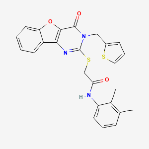 molecular formula C25H21N3O3S2 B2842288 N-(2,3-dimethylphenyl)-2-({6-oxo-5-[(thiophen-2-yl)methyl]-8-oxa-3,5-diazatricyclo[7.4.0.0^{2,7}]trideca-1(9),2(7),3,10,12-pentaen-4-yl}sulfanyl)acetamide CAS No. 900002-49-5