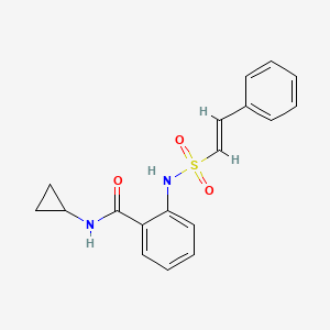 molecular formula C18H18N2O3S B2842290 N-cyclopropyl-2-[[(E)-2-phenylethenyl]sulfonylamino]benzamide CAS No. 1090342-29-2