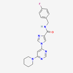 molecular formula C20H21FN6O B2842311 N-[(4-fluorophenyl)methyl]-1-[6-(piperidin-1-yl)pyrimidin-4-yl]-1H-imidazole-4-carboxamide CAS No. 1251632-47-9