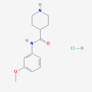 molecular formula C13H19ClN2O2 B2842344 N-(3-methoxyphenyl)piperidine-4-carboxamide hydrochloride CAS No. 1172082-04-0