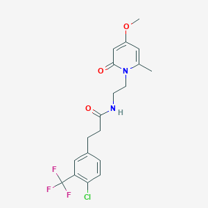 molecular formula C19H20ClF3N2O3 B2842355 3-(4-chloro-3-(trifluoromethyl)phenyl)-N-(2-(4-methoxy-6-methyl-2-oxopyridin-1(2H)-yl)ethyl)propanamide CAS No. 2034590-82-2
