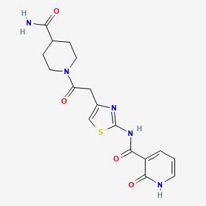 molecular formula C17H19N5O4S B2842364 N-(4-(2-(4-carbamoylpiperidin-1-yl)-2-oxoethyl)thiazol-2-yl)-2-oxo-1,2-dihydropyridine-3-carboxamide CAS No. 953188-23-3