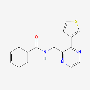 molecular formula C16H17N3OS B2842370 N-((3-(thiophen-3-yl)pyrazin-2-yl)methyl)cyclohex-3-enecarboxamide CAS No. 2034424-97-8