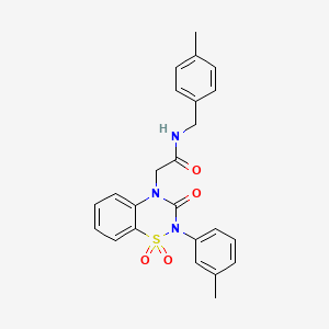 molecular formula C24H23N3O4S B2842380 2-(1,1-dioxido-3-oxo-2-(m-tolyl)-2H-benzo[e][1,2,4]thiadiazin-4(3H)-yl)-N-(4-methylbenzyl)acetamide CAS No. 941950-81-8