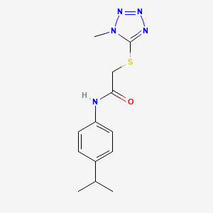 molecular formula C13H17N5OS B2842384 2-[(1-methyl-1H-1,2,3,4-tetrazol-5-yl)sulfanyl]-N-[4-(propan-2-yl)phenyl]acetamide CAS No. 329080-24-2