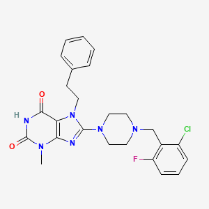 8-(4-(2-chloro-6-fluorobenzyl)piperazin-1-yl)-3-methyl-7-phenethyl-1H-purine-2,6(3H,7H)-dione