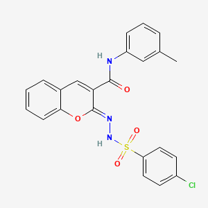 (2Z)-2-[(4-chlorophenyl)sulfonylhydrazinylidene]-N-(3-methylphenyl)chromene-3-carboxamide