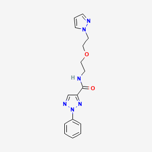 molecular formula C16H18N6O2 B2842412 2-phenyl-N-{2-[2-(1H-pyrazol-1-yl)ethoxy]ethyl}-2H-1,2,3-triazole-4-carboxamide CAS No. 2034389-56-3