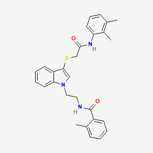 molecular formula C28H29N3O2S B2842427 N-(2-(3-((2-((2,3-dimethylphenyl)amino)-2-oxoethyl)thio)-1H-indol-1-yl)ethyl)-2-methylbenzamide CAS No. 532970-30-2