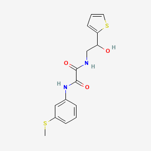 molecular formula C15H16N2O3S2 B2842433 N1-(2-hydroxy-2-(thiophen-2-yl)ethyl)-N2-(3-(methylthio)phenyl)oxalamide CAS No. 1351642-33-5